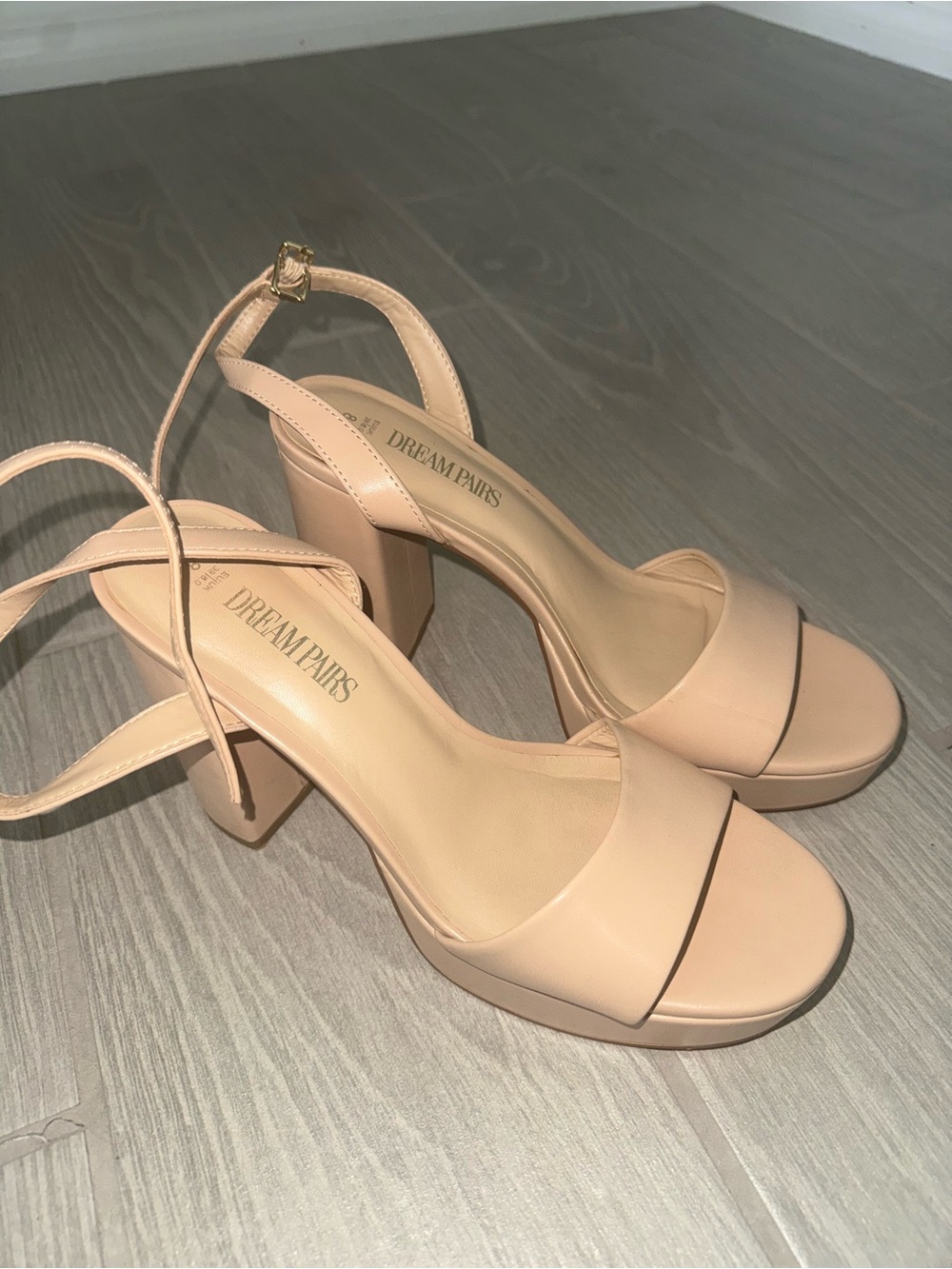 Dream Pairs Nude Strap Block Heels